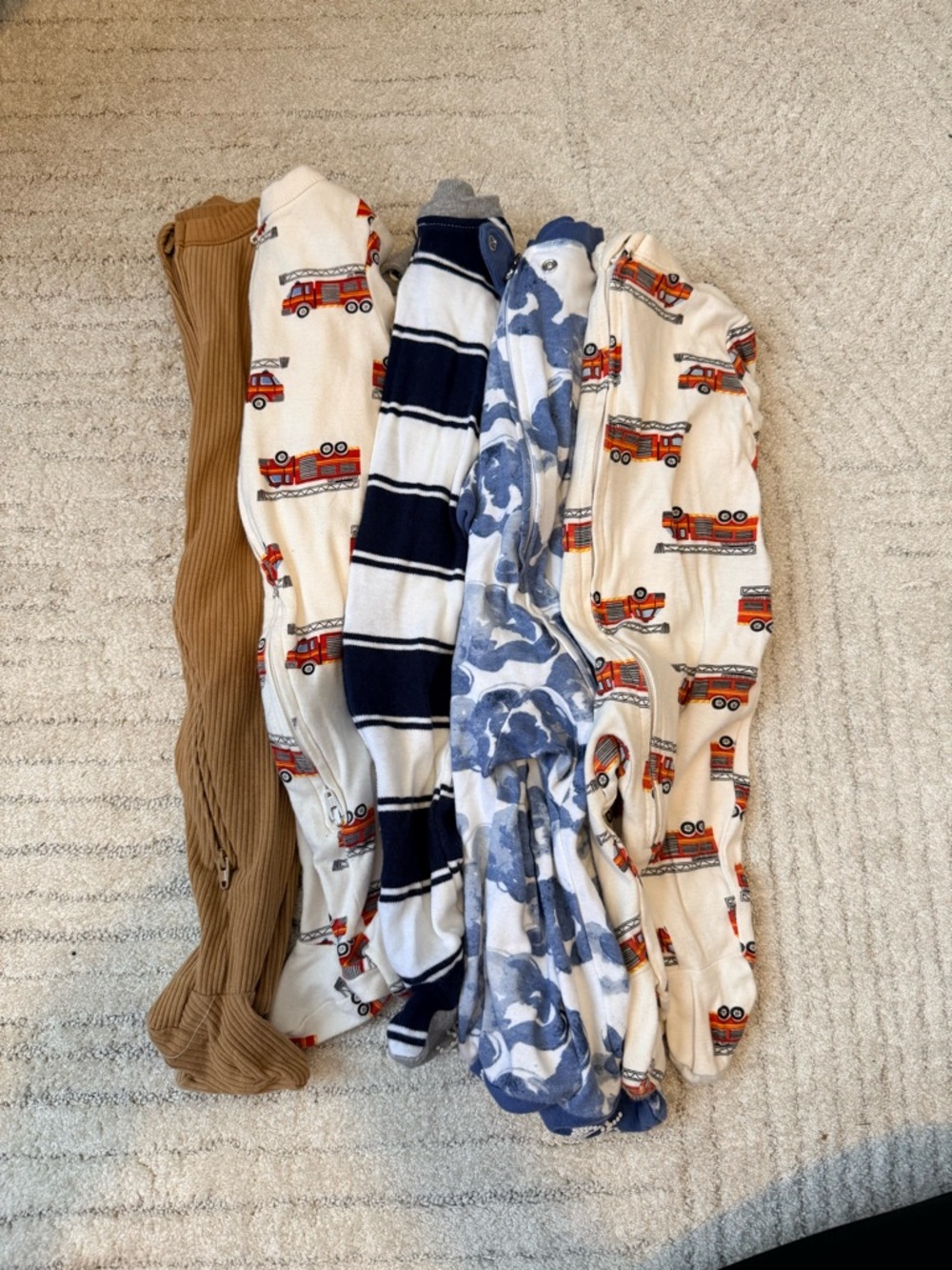 Mixed Baby Sleepwear Bundle in Cream, Navy, Blue & Tan